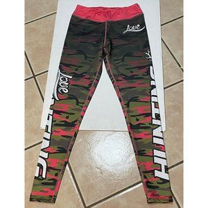 Xlusion Love Hunting Yoga Pants activewear womens small camo green pink 22 x 29